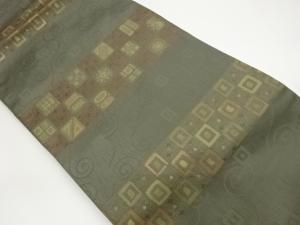 横段に幾何学模様織出し名古屋帯